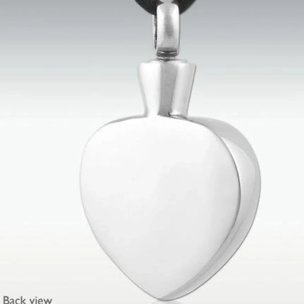 FASHION JEWELRY STAINLESS STEEL NECKLACE WOMENS HEART CREMATION PENDANT SILVER